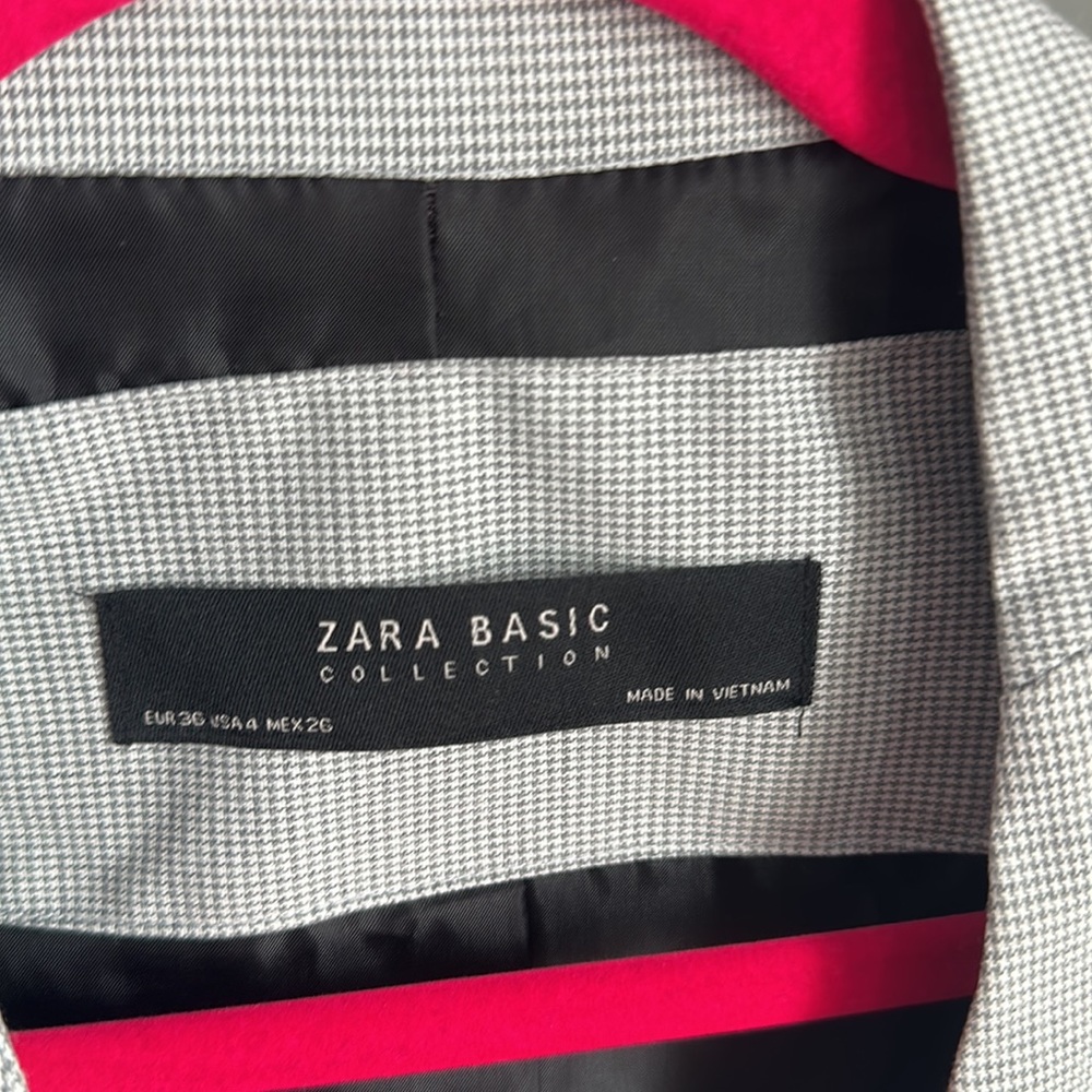 Zara Basic Collected Grey Houndstooth Blazer Grey… - image 3